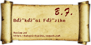 Békési Füzike névjegykártya